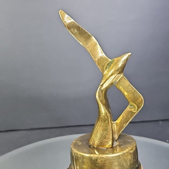 Vintage Solid Brass Seagull Wind Up Music Box Figurine on Pedestal - Picture 4 of 9